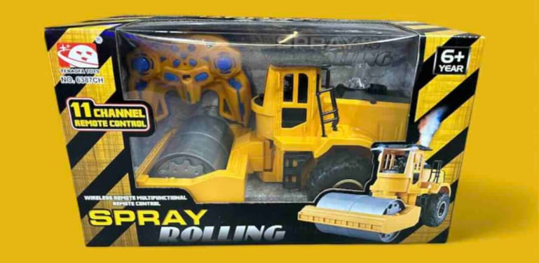 Construction Machine Roller �Remote Control Toy with Spray Effect, Heavy Duty RC Vehicle for Kids & Adults