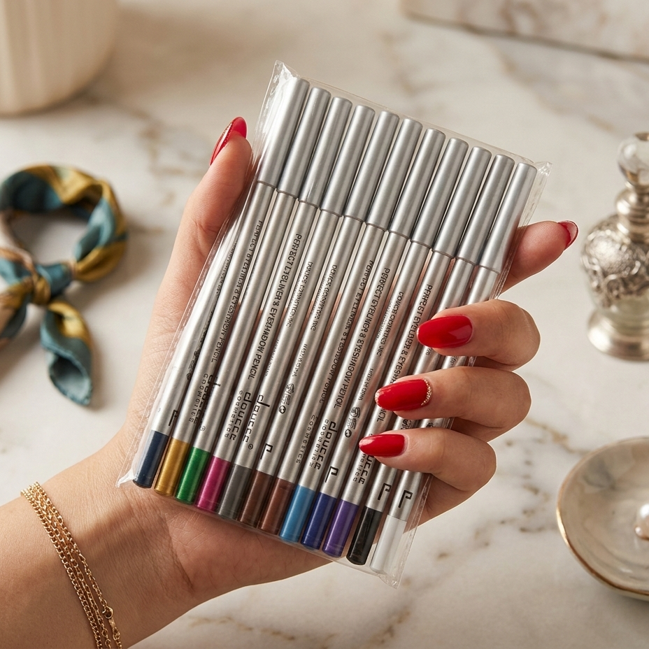 12 Pcs Multicolor Eyeshadow & Eyeliner Pencils Set �Creamy Smooth Makeup Pencils