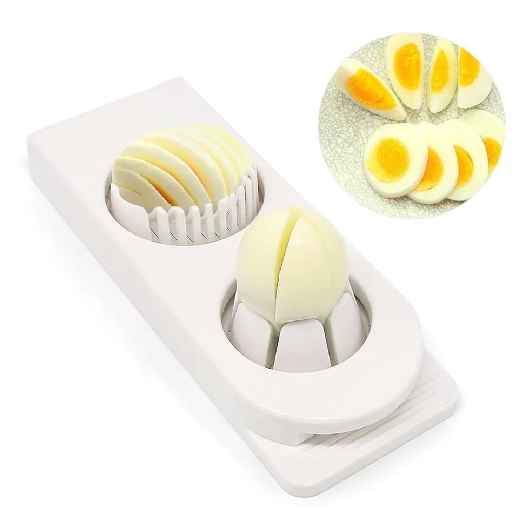 2-in-1 Egg Cutter & Slicer �Boiled Egg Slicing Machine with Stainless Steel Cutting Wires, Kitchen Cooking Tool | Random Color