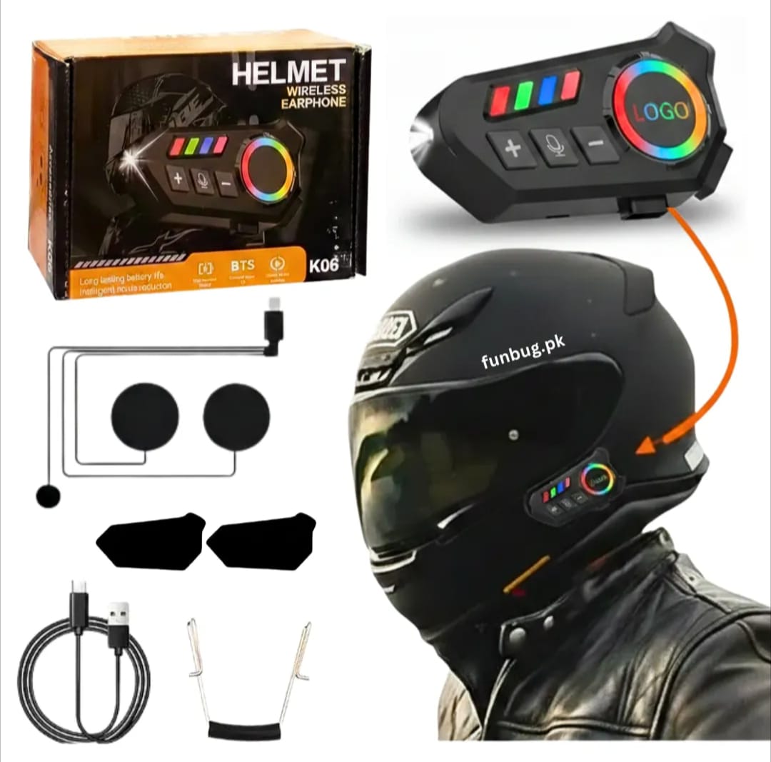 K06A Motorcycle Helmet Bluetooth Headset �BT 6.0 Wireless Earphone with CVC Intelligent Noise Reduction, IP67 Waterproof, 800mAh Battery & Type-C Fast Charging
