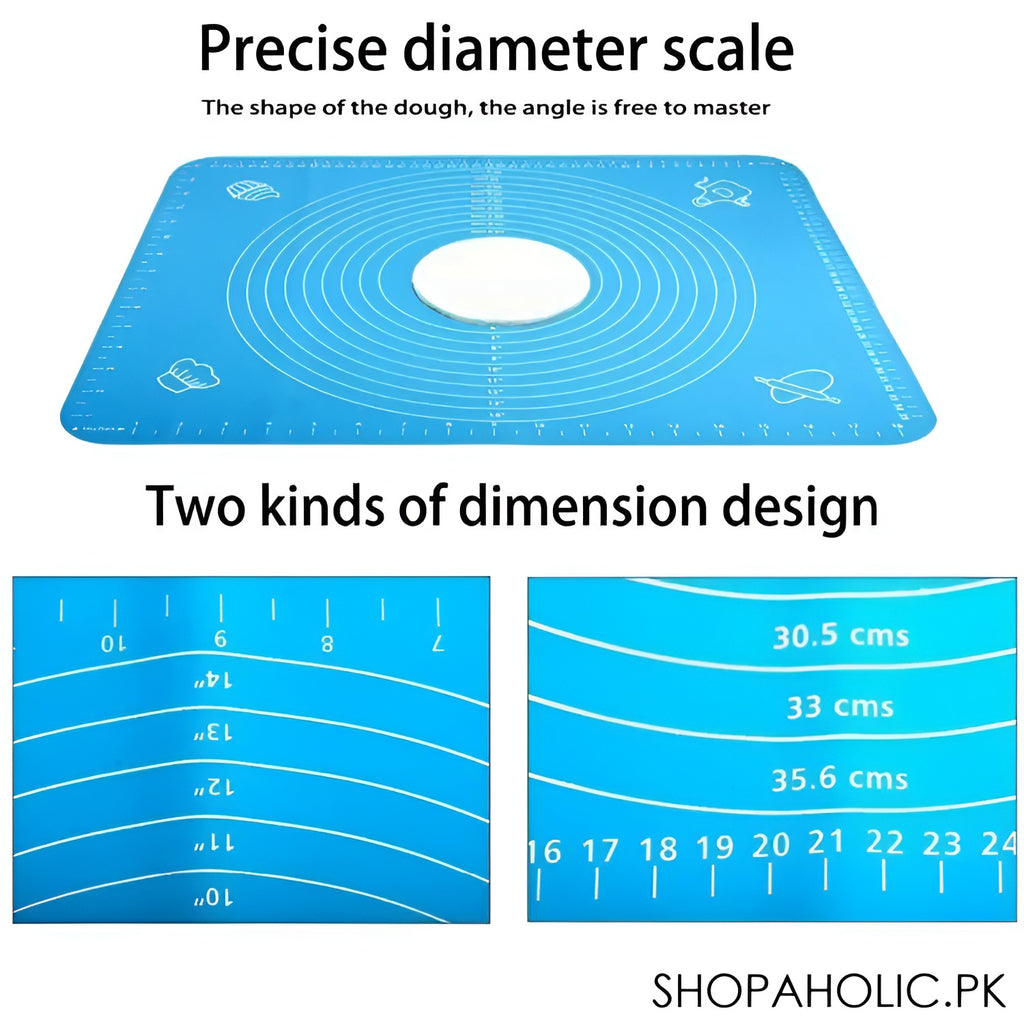 Silicone Baking Roti Mat With Measurements �Heat Resistant Non-Stick Flour Rolling & Kneading Dough Pad | Size 50x40 (Random Color)