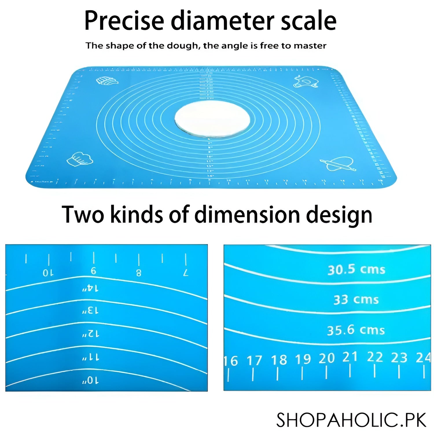 Silicone Baking Roti Mat With Measurements �Heat Resistant Non-Stick Flour Rolling & Kneading Dough Pad | Size 50x40 (Random Color)