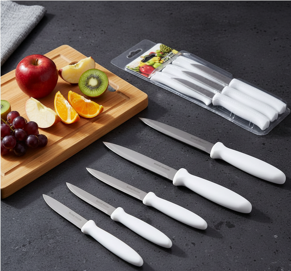 6 Piece Knife Set | Professional Stainless Steel Kitchen Knives | Sharp Durable Blades for Meat, Vegetables, Fruits & Daily Cooking | Comfortable Grip �Chef Knife, Bread Knife, Utility Knife & More