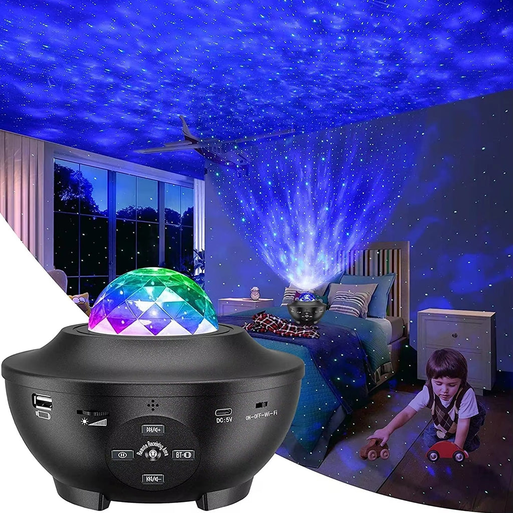 USB Starry Projector Light | Ocean Wave & Star Sky Night Lamp With Bluetooth Speaker