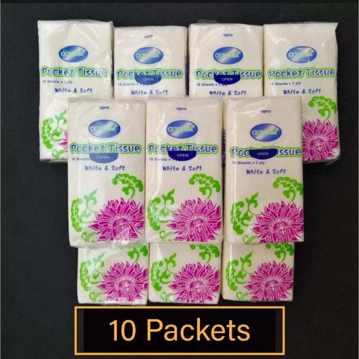 10 Packs Portable Pocket Travel Tissues �Soft & Skin-Friendly for Daily Use
