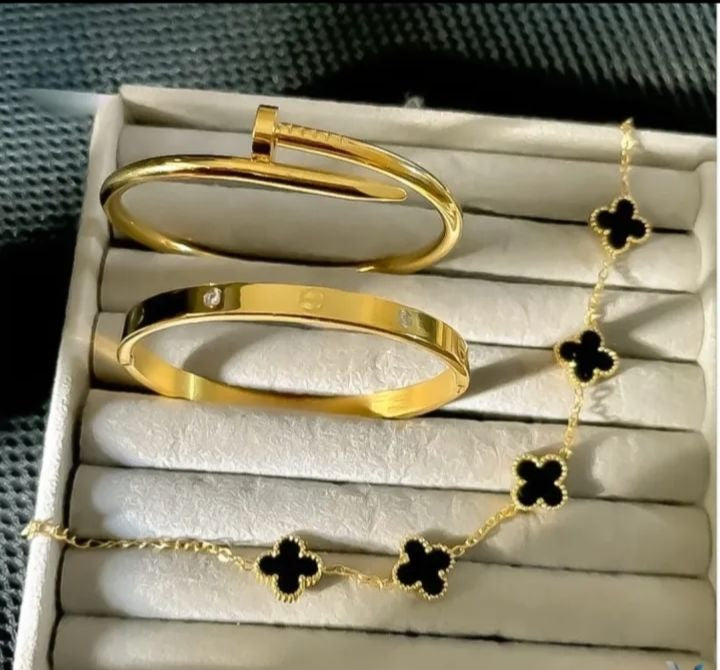 Stainless Steel 3 Piece Bracelet And Bangle