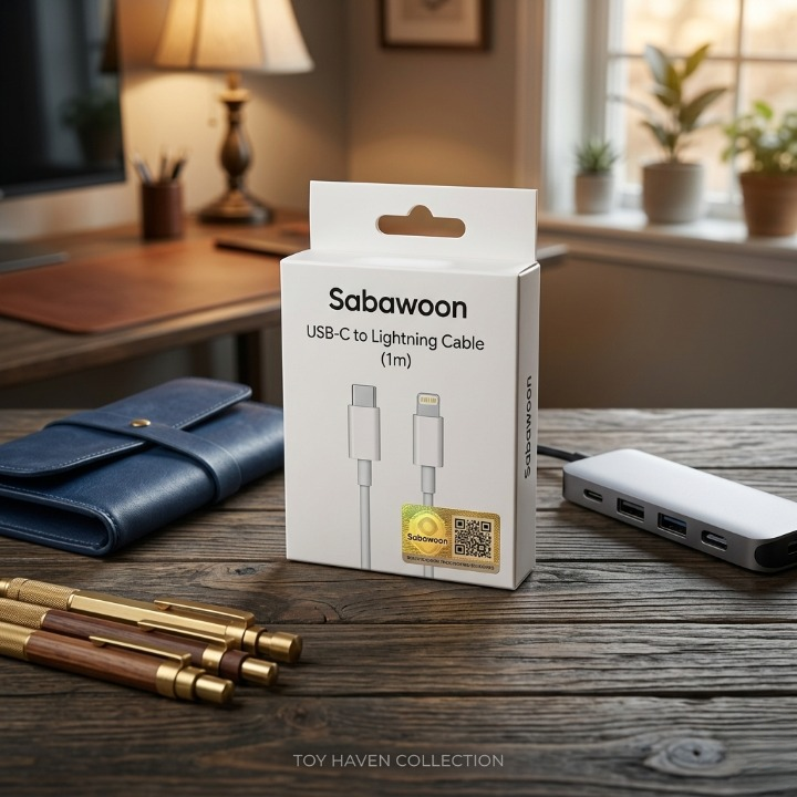 Sabawoon USB-C To Lightning Cable | 1m White Fast Charging & Data Transfer Cord