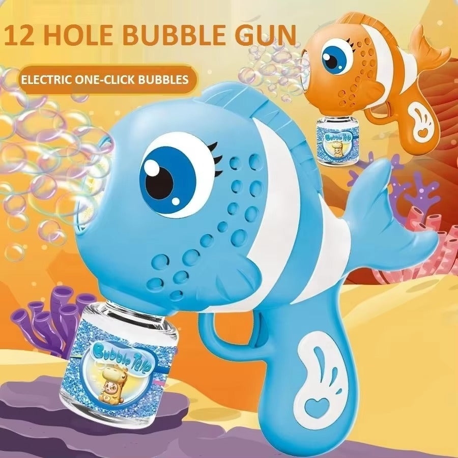 Fish Bubble Gun �Automatic Bubble Blower with Lights, Sounds & Fun Fish Design for Kids