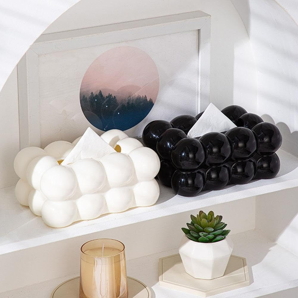 Bubble Shape Tissue Box Holder | Non-Slip Plastic Cover For Stylish Storage | Random Colour