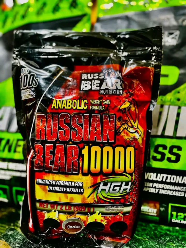 Russian Bear 10000 �Chocolate Anabolic Weight Gain Formula | High-Calorie Mass Gainer for Extreme Muscle - 2lbs Growth & Strength