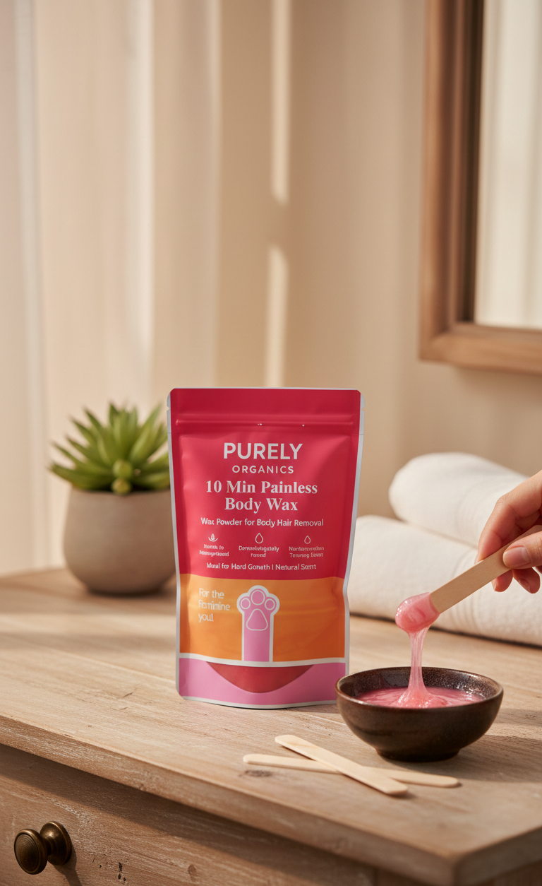 Purely Organics 10 Min Painless Body Wax Powder �Natural Hair Removal for Sensitive Skin (157g)