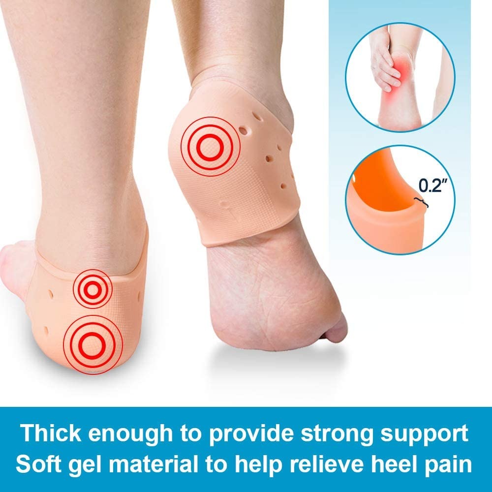 Silicone Heel Protector Sleeve for Cracked Heels & Pain Relief �Breathable & Cushioned Support