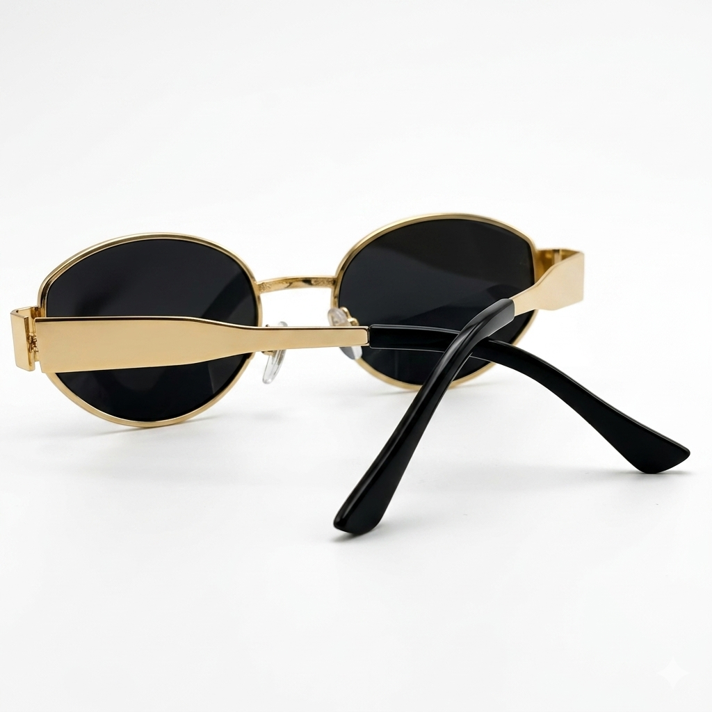 Gold Oval Metal Frame Sunglasses | Retro Fashion Women's Eyewear