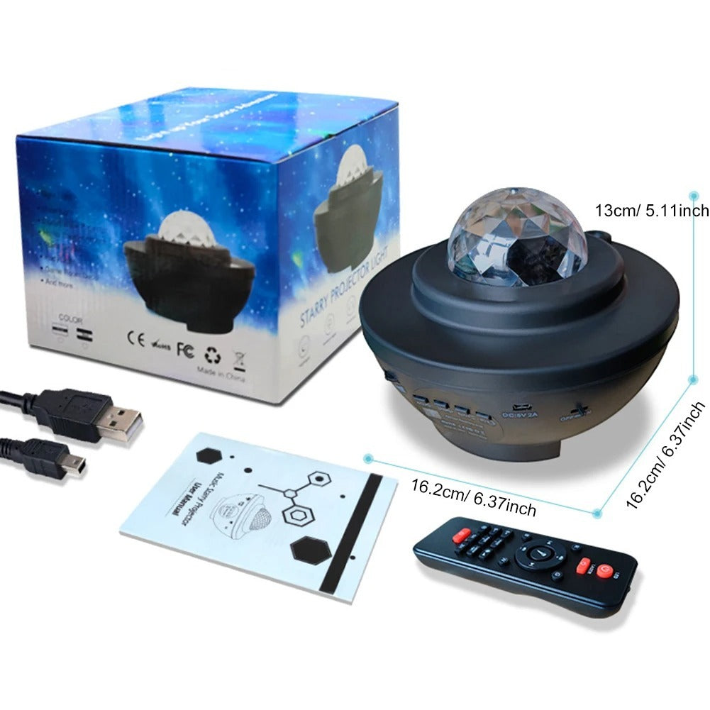 USB Starry Projector Light | Ocean Wave & Star Sky Night Lamp With Bluetooth Speaker