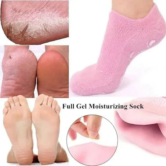 Reusable Silicone Spa Gel Socks For Dry Feet And Cracked Heel Treatment �Moisturizing Hydrating Softening And Skin Smoothing Overnight Foot Care (Random Color)