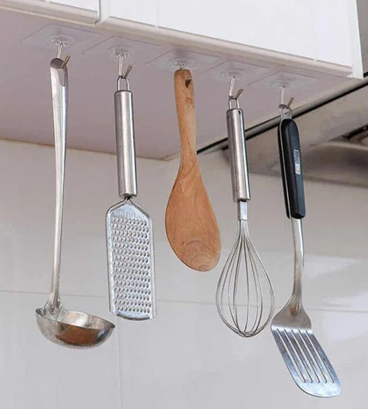 Transparent Strong Self Adhesive Door Wall Hooks For Hanging Kitchen Bathroom Accessories 10 Pcs