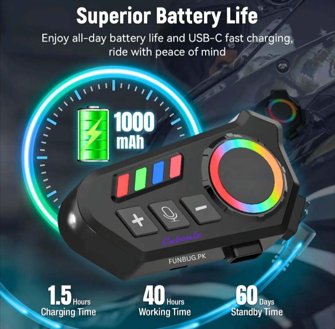 K06A Motorcycle Helmet Bluetooth Headset �BT 6.0 Wireless Earphone with CVC Intelligent Noise Reduction, IP67 Waterproof, 800mAh Battery & Type-C Fast Charging