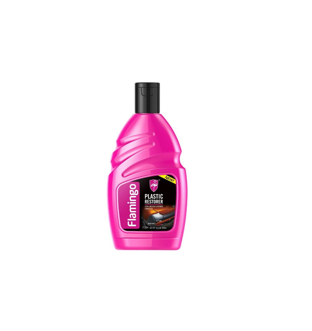 Flamingo Plastic Restorer 300ML �Nano Technology Trim Reviver for Faded Exterior Plastic | Long-Lasting Shine & Protection