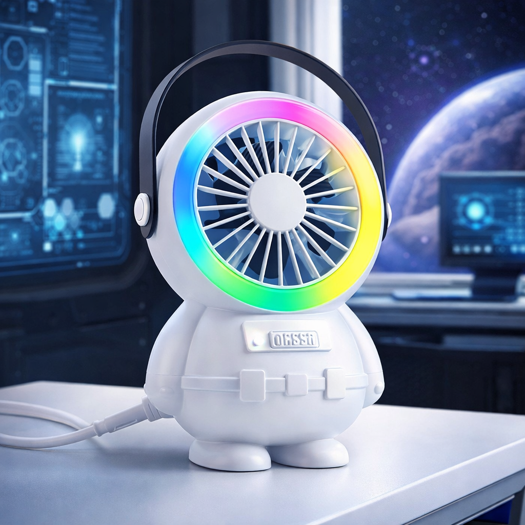 Astro Series Astronaut Mini Desktop Fan �Portable USB Rechargeable Fan with RGB Night Light