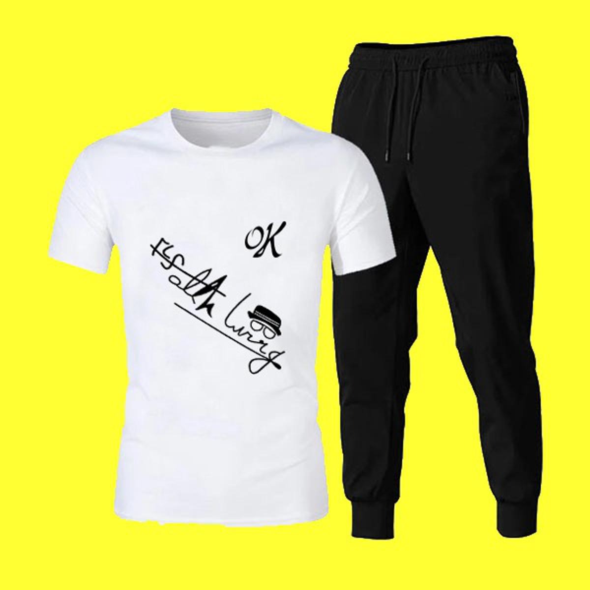 2 PCs High Quality New Fashion Style Sports Jogging Tracksuit for Men �Comfortable Athletic Wear, Trendy Casual Gym Outfit (Size Medium)