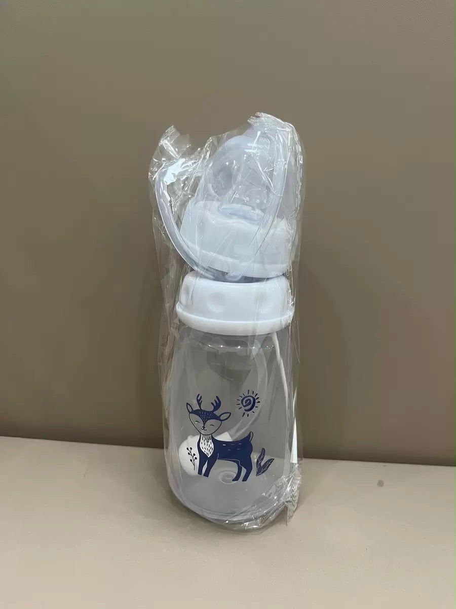 Baby Hands-Free Feeder Bottle 150ml | BPA-Free Anti-Colic Self Feeding Baby Bottle with Straw Brush (Random Color)
