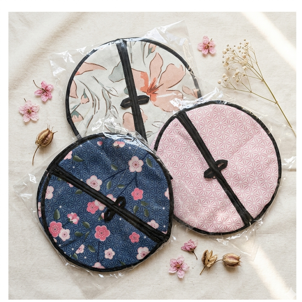 Roti Chapati Cotton Cover Bag With Round Zip Opening Keeps Rotis Fresh And Warm ( Random Design And Colour )