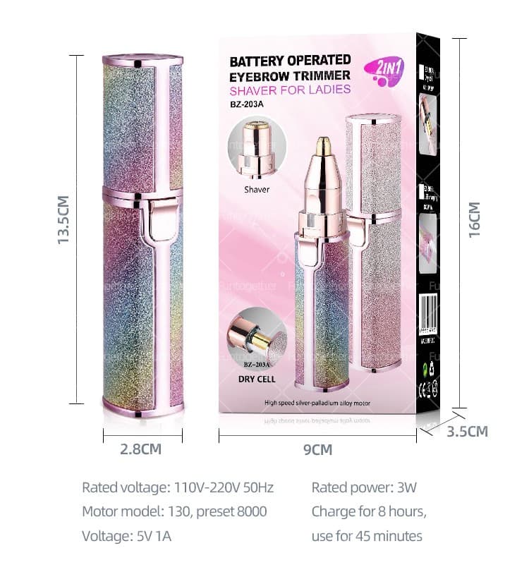 2 in 1 Eyebrow Trimmer and Shaver, Recebrow Removal Flawless Hair Remover 2 in 1 Hair Remover Trimmer For Women, Flawless Facial Machine Razor, Painless Eye (With Box )
