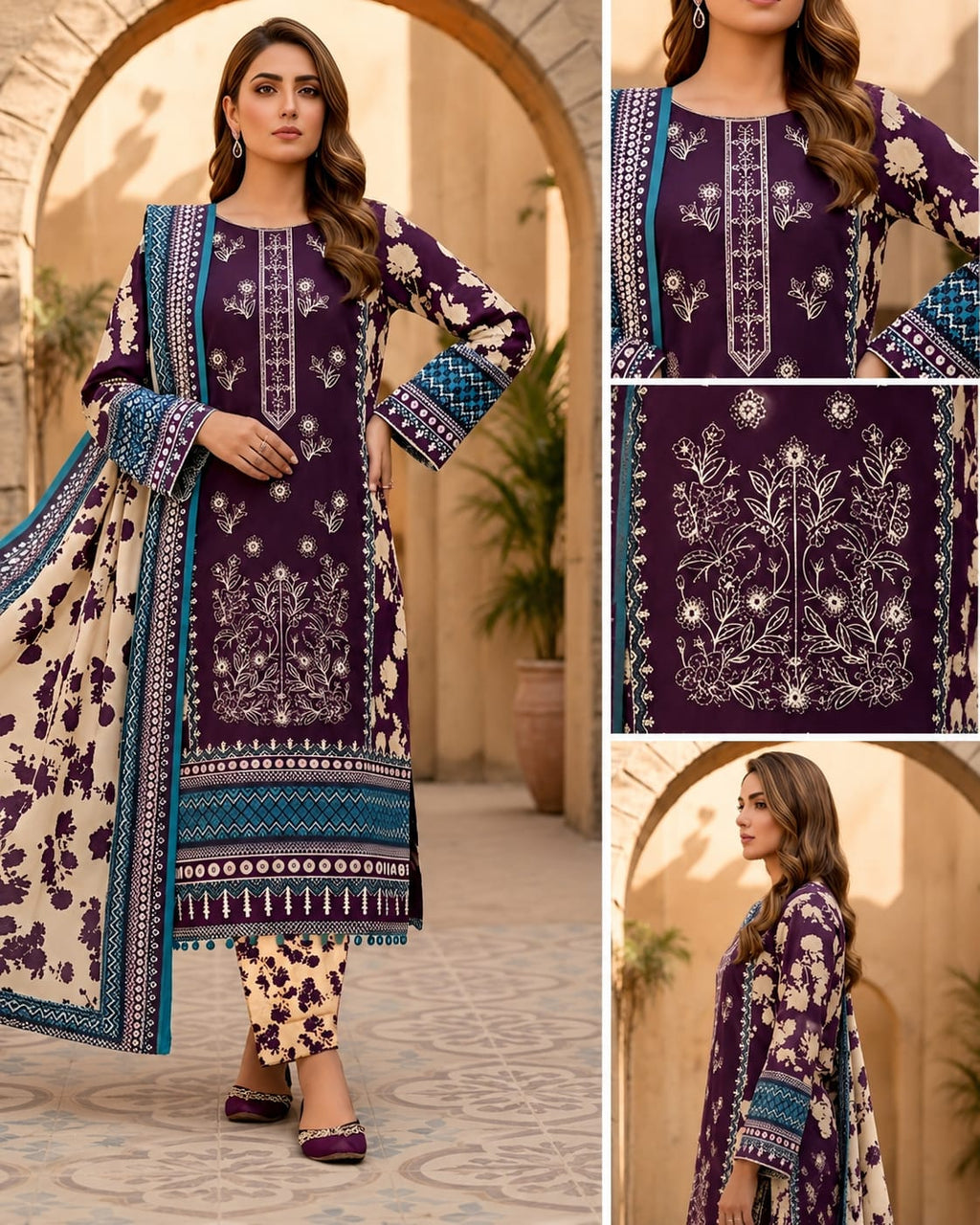 3 Piece Unstitched Lawn Suit For Women
