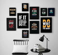 Modern 10-Piece Yellow &amp; Black Motivational Wall Art Set wooden sticky phototile frames