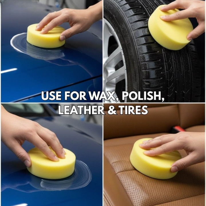 Premium Foam Car Wax Applicator Pad �Soft, Scratch-Free Polishing Sponge for Wax, Polish & Car Detailing THREE GUYS