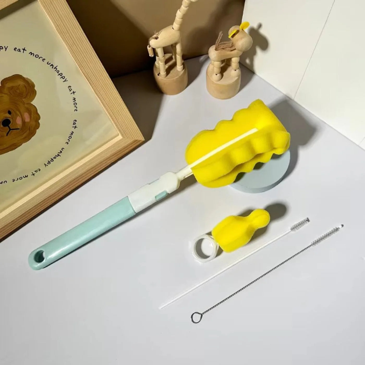 (pack of 3 )Baby Bottle and Teath Brush Set with Changeable Endings �Bottle, Sponge, Straw, and Pacifier (random color