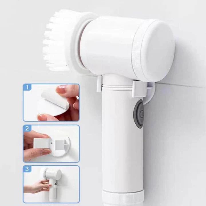 5 in 1 Rechargeable Magic Brush �Handheld Car Cleaning & Waxing Machine with Multiple Brush Heads