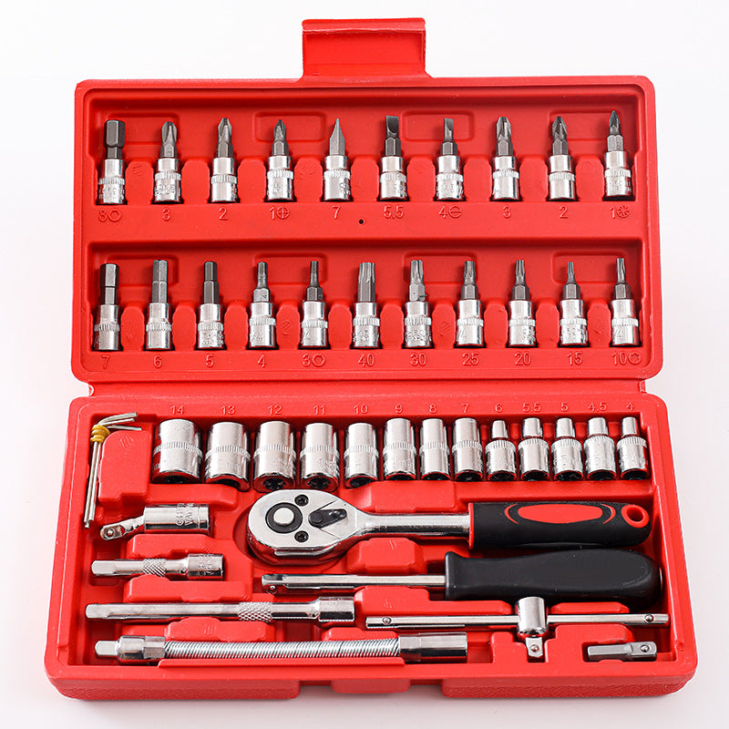 46-Piece Socket Wrench Set �Complete Ratchet & Bit Tool Kit