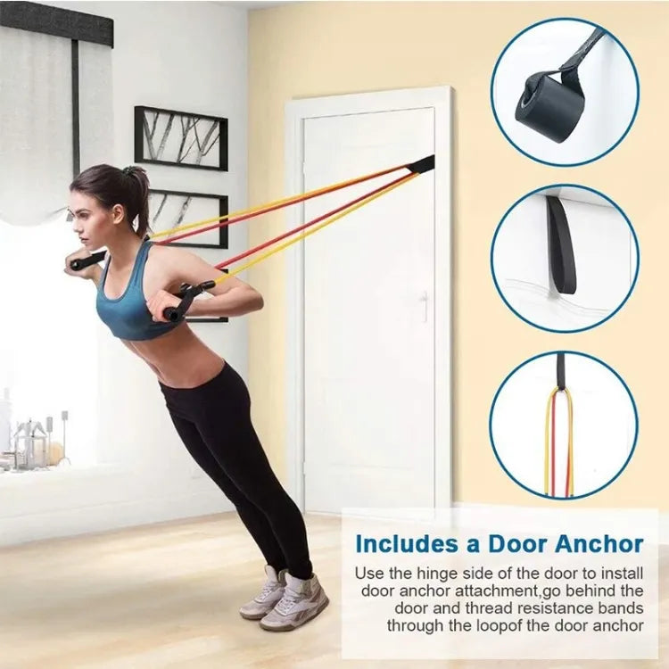 High Quality Portable Resistance Bands With Handles, Resistance Tubes &amp; Workout Bands Exercise Band Elastic Pull Rope 11 Pcs Set