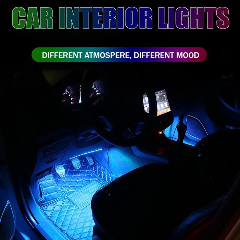 Car Interior LED Atmosphere Light with Remote Control �Multi-Color Music Sync Ambient Strip Lamp (12V)