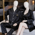 Couple Night Dress Silk Sleepwear Set �4-Piece Pajama & Robe Set | SKU: DC-C012 | Maroon