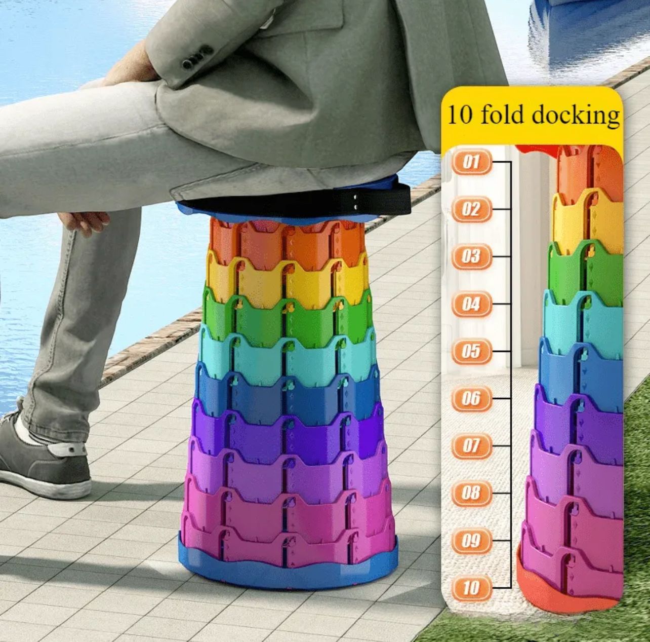Super Heavy Duty Telescopic Folding Stool