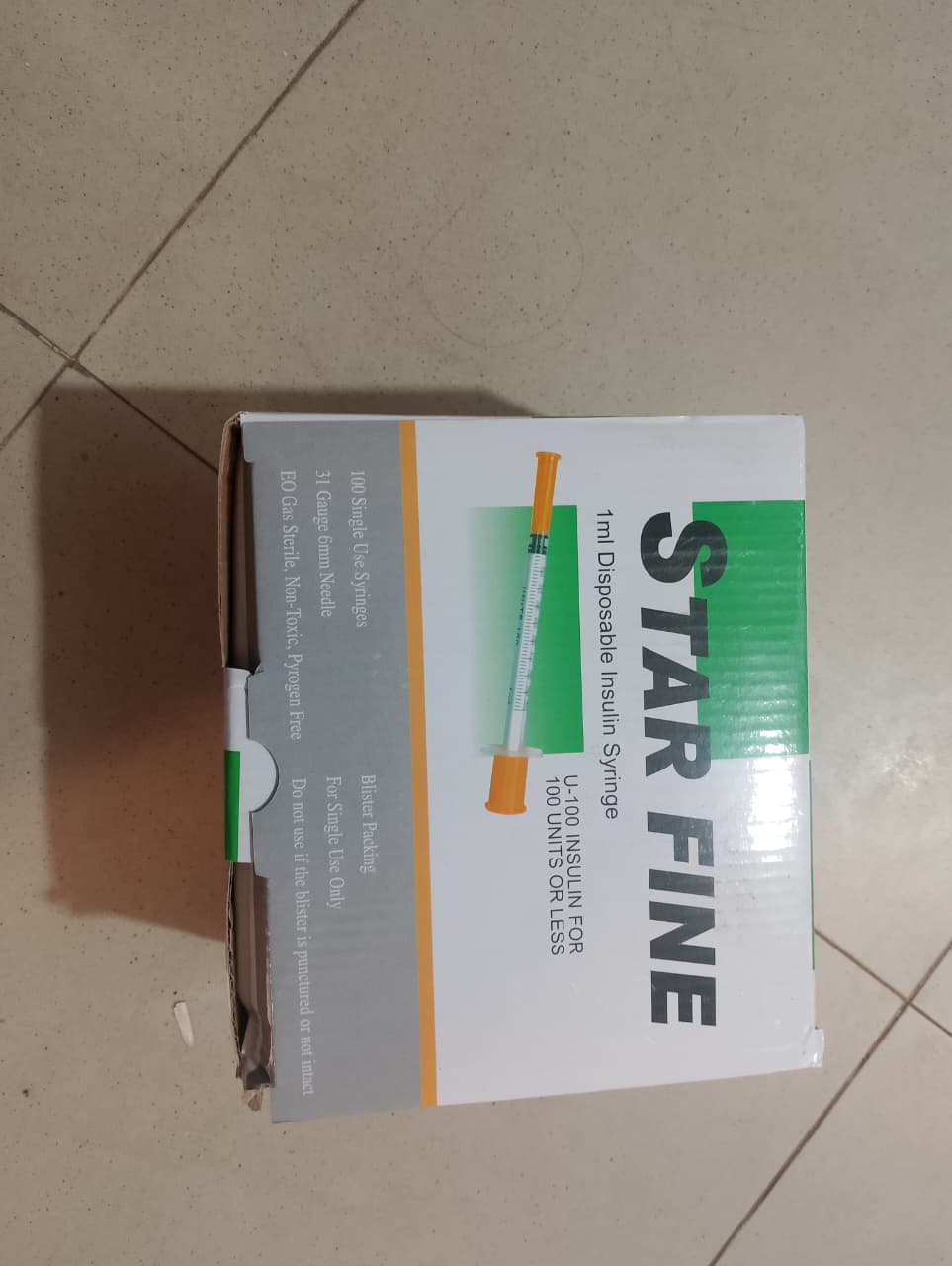Star Fine Insulin Syringes �100 Pcs Box | Ultra-Fine Needle, Sterile & Single-Use Medical Syringes
