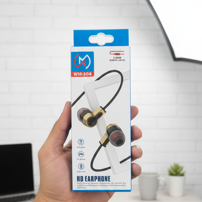 WM-304 Gaming Earphones | 3.5mm Jack | HiFi Sound | Built-in Mic | Comfortable Fit