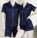 Couple Night Dress Silk Pajama Set �Short Sleeve Shirt & Shorts (4 Pcs) | SKU DC-C014 | Maroon