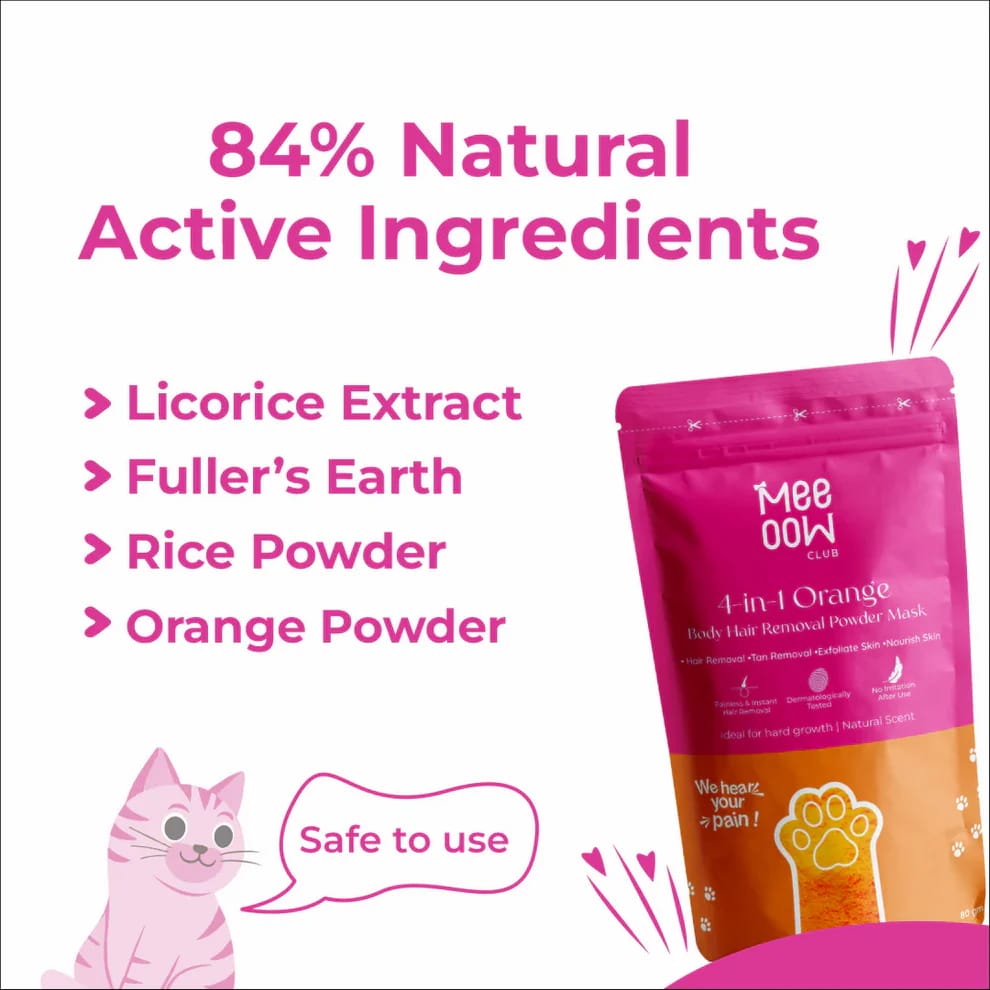 Meeoow Club 10 Min Painless Body Wax Orange Hair Removal Powder for Women