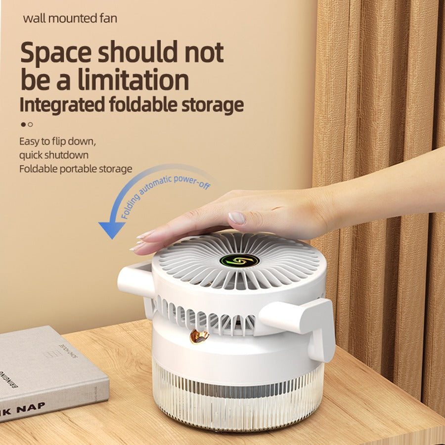 800ML Rechargeable Desktop Humidification Fan Portable Foldable Spray Misting Fan With Blue Light (Random Colour)