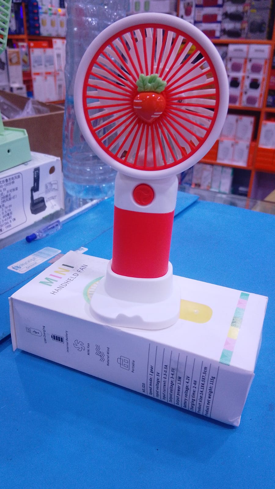 Mini Portable Handheld Fan with Desktop Base - Cute Carrot Design Rechargeable Personal Cooling Fan for Office, Students, and Travel