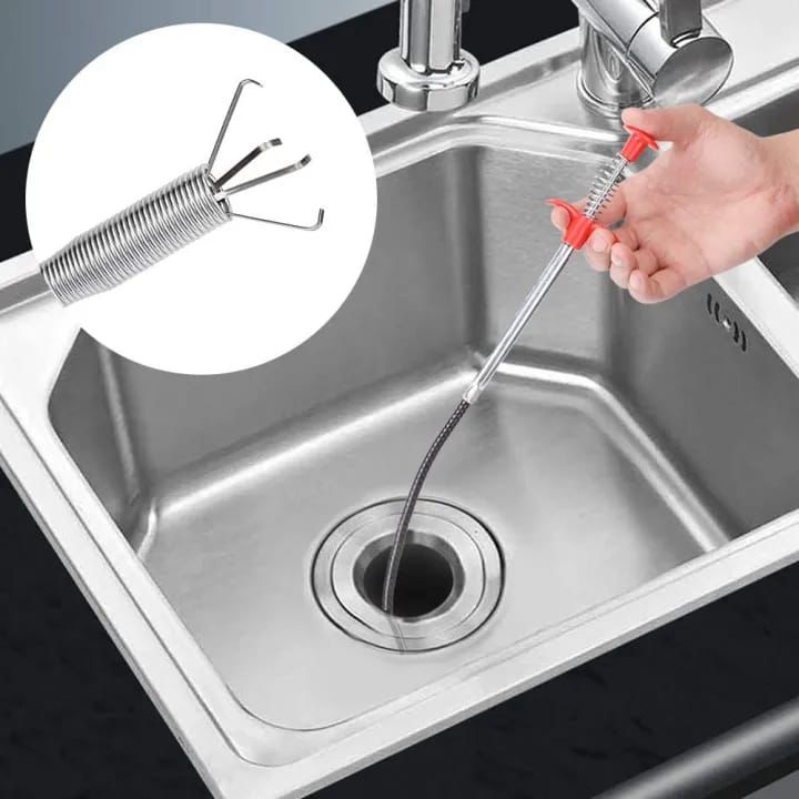 Stainless Steel Sink Wire Drain Cleaner | 90cm Spring Cleaning Stick