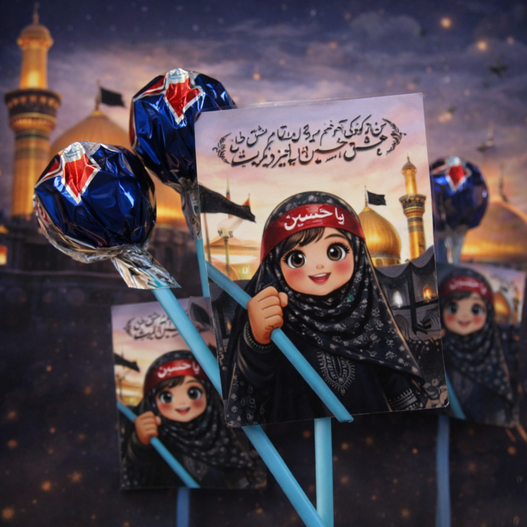 Muharram Niyaz Lollipop Gift Card Pack �Islamic Goody Bag Giveaways for Kids - Pack of 12