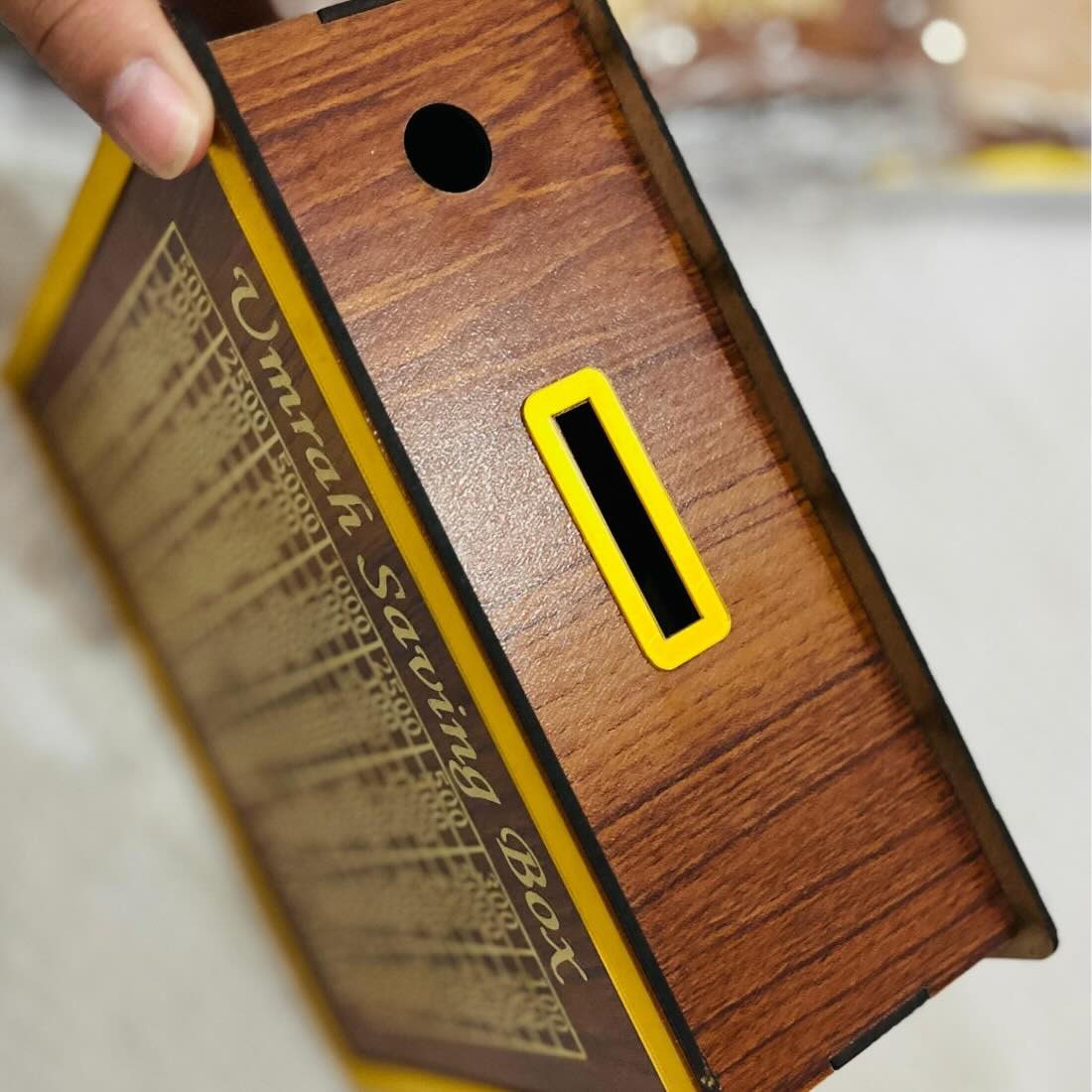 Umrah Saving Box | 210000 Umrah Saving Gift Wooden Box | Wooden Umrah Saving Box (Unassembled)