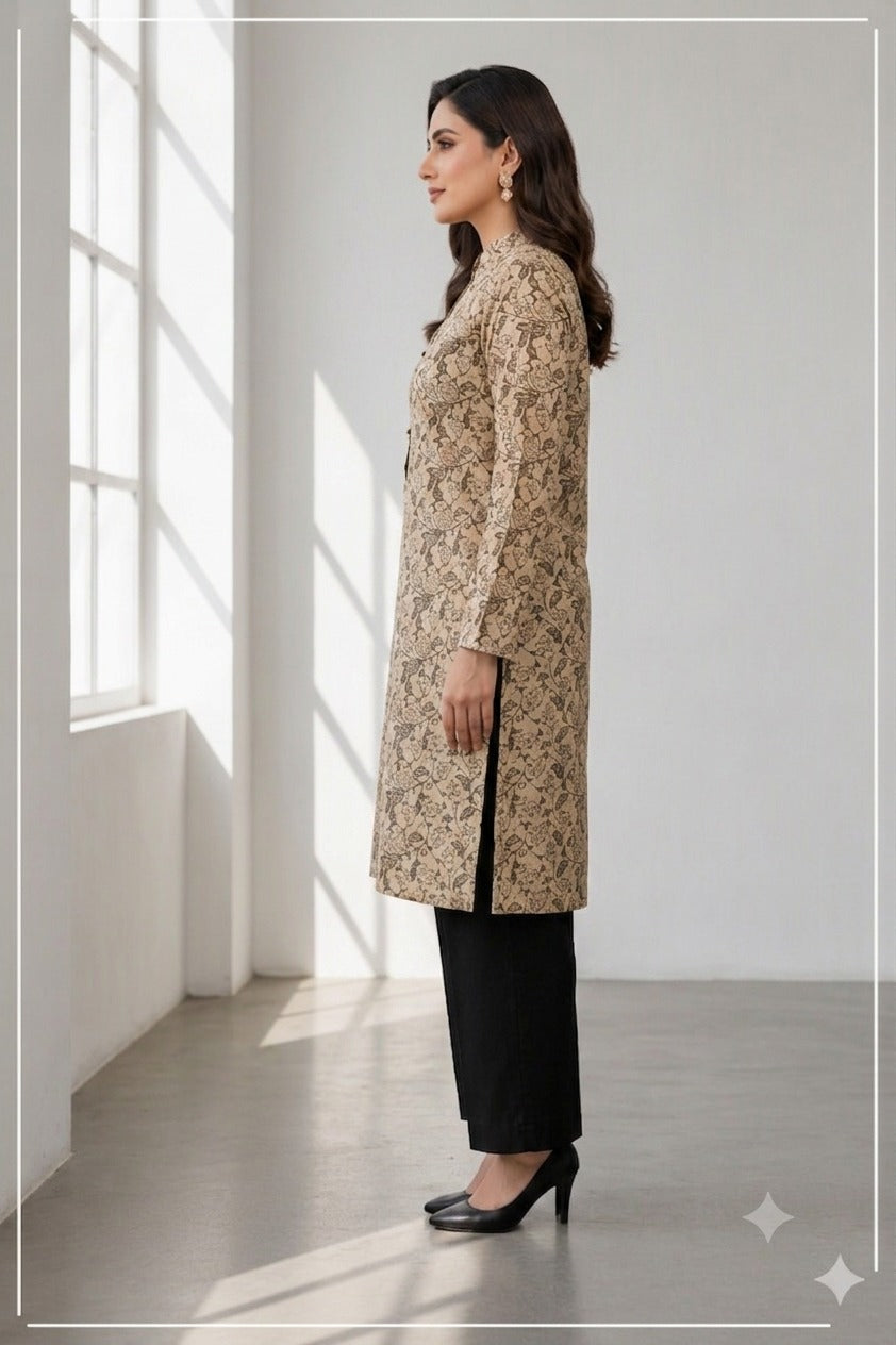 Unstitched Black Allover Block Printed 2-Pcs Katan