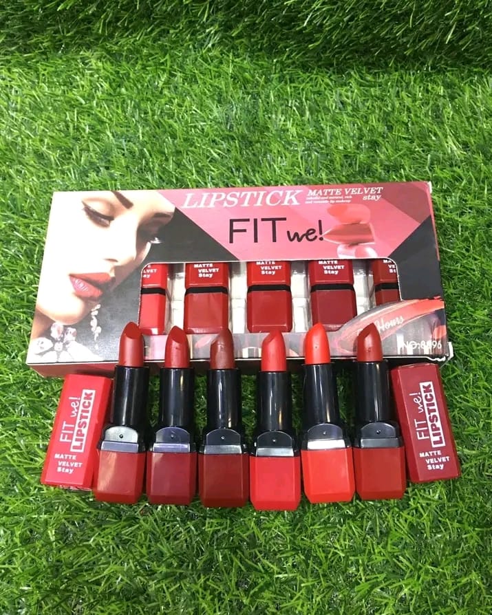 6 Pcs Matte Velvet Lipstick Set �Creamy Long Lasting Lip Color Collection | Shades of Red