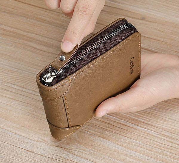 GOL Zip Leather Wallet for Men Compact