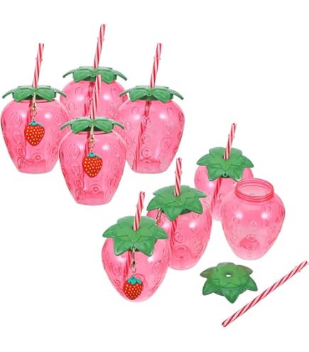 Strawberry Straw Water Bottle (Cute/Kawaii Design)